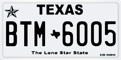TX license plate BTM6005