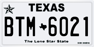 TX license plate BTM6021