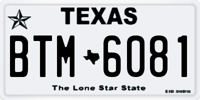 TX license plate BTM6081