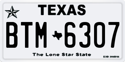 TX license plate BTM6307