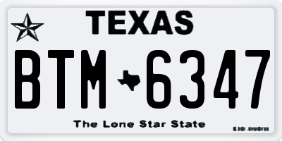 TX license plate BTM6347