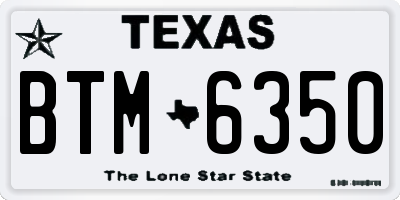 TX license plate BTM6350