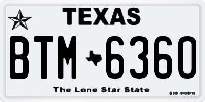 TX license plate BTM6360