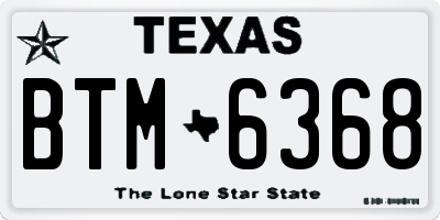 TX license plate BTM6368