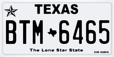 TX license plate BTM6465