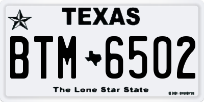 TX license plate BTM6502