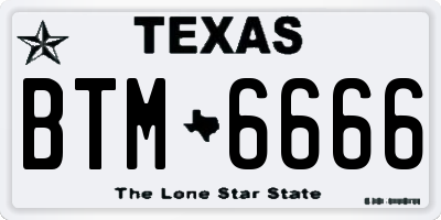 TX license plate BTM6666