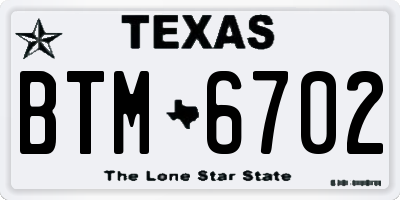 TX license plate BTM6702