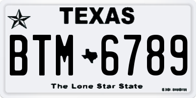TX license plate BTM6789