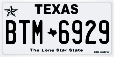 TX license plate BTM6929