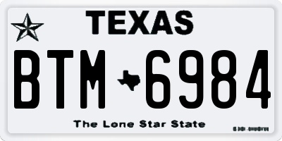TX license plate BTM6984