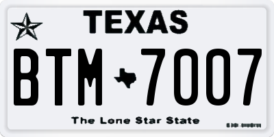 TX license plate BTM7007