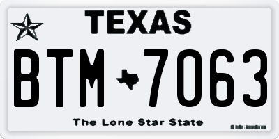 TX license plate BTM7063