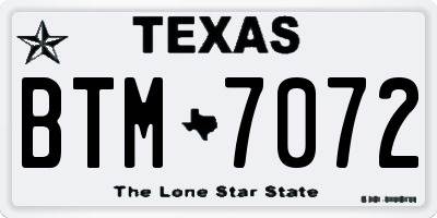 TX license plate BTM7072