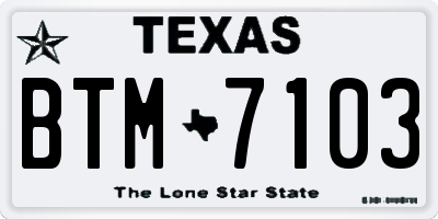 TX license plate BTM7103