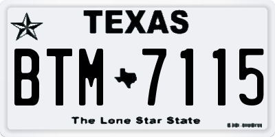 TX license plate BTM7115