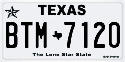 TX license plate BTM7120