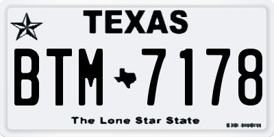 TX license plate BTM7178