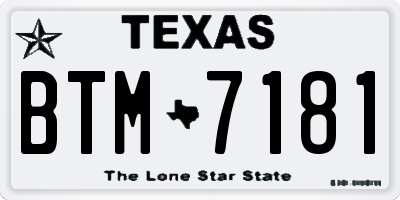 TX license plate BTM7181
