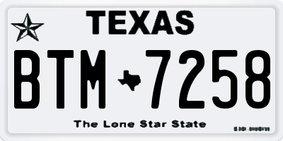 TX license plate BTM7258