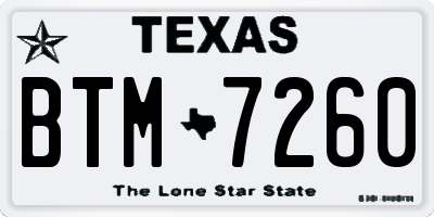 TX license plate BTM7260