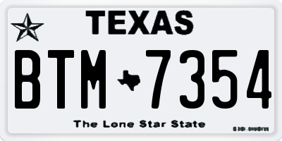 TX license plate BTM7354