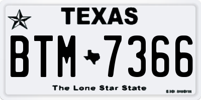 TX license plate BTM7366