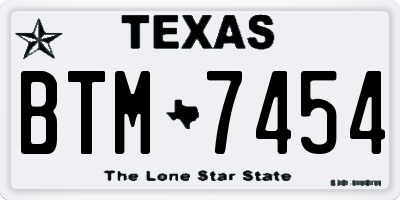 TX license plate BTM7454