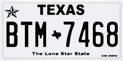 TX license plate BTM7468