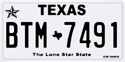 TX license plate BTM7491