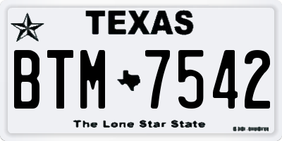 TX license plate BTM7542