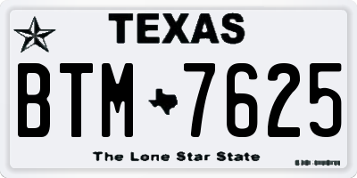 TX license plate BTM7625