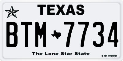 TX license plate BTM7734