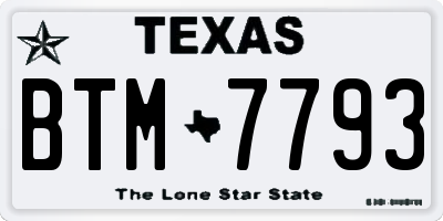 TX license plate BTM7793