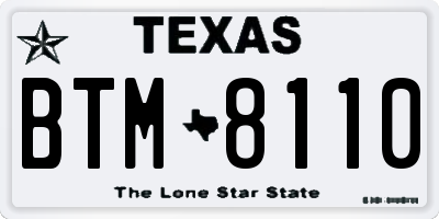 TX license plate BTM8110