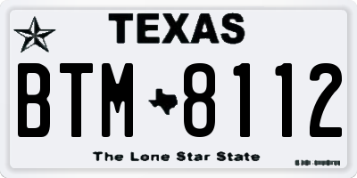 TX license plate BTM8112