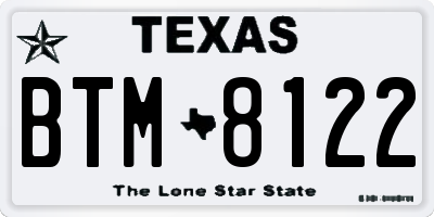 TX license plate BTM8122