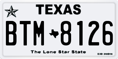 TX license plate BTM8126