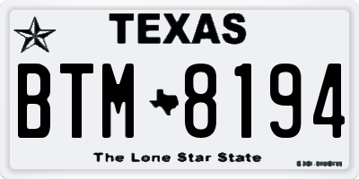 TX license plate BTM8194
