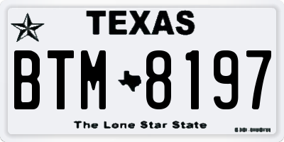TX license plate BTM8197