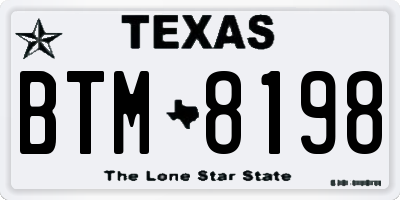 TX license plate BTM8198