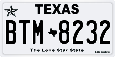 TX license plate BTM8232