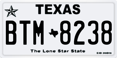 TX license plate BTM8238