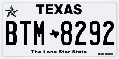 TX license plate BTM8292