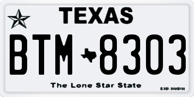 TX license plate BTM8303