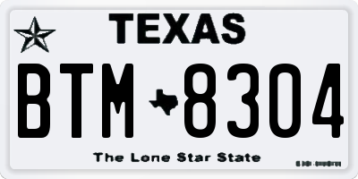 TX license plate BTM8304