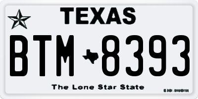 TX license plate BTM8393