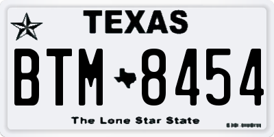 TX license plate BTM8454