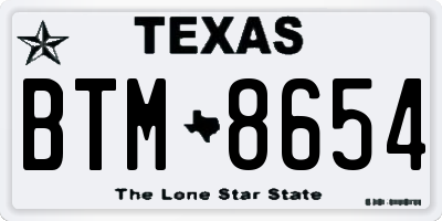 TX license plate BTM8654