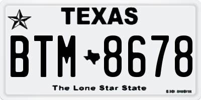 TX license plate BTM8678